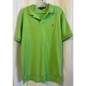Polo Ralph Lauren Shirt Mens Green Cotton Pink Pony Preppy Classic Colorful Sz L
